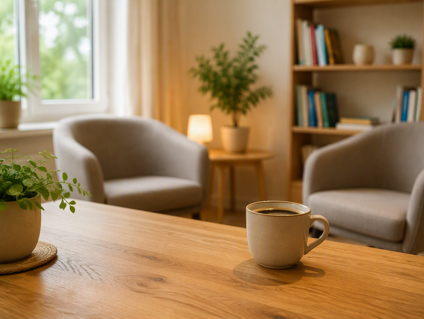Zwei gemütliche Sessel und eine Tasse Kaffee