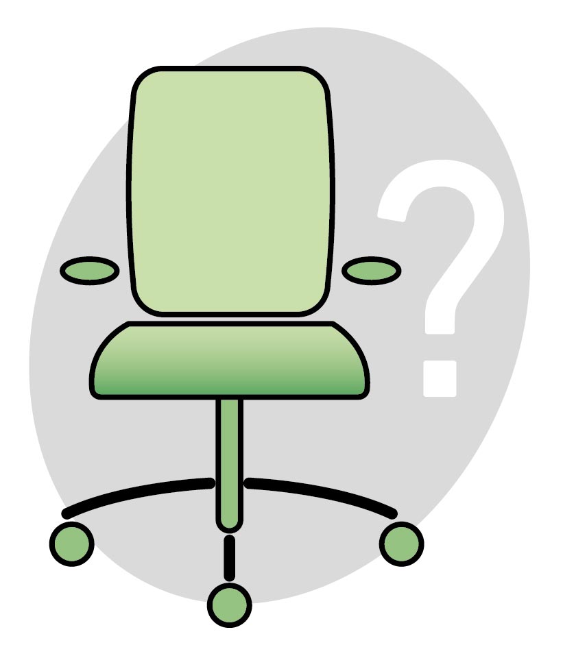 Ivon Bürostuhl mit Fragezeichen